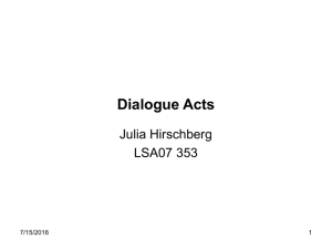 Dialogue Acts Julia Hirschberg LSA07 353 7/15/2016