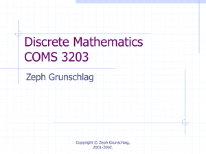 Discrete Mathematics COMS 3203 Zeph Grunschlag Copyright © Zeph Grunschlag,