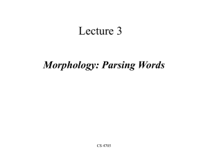 Lecture 3 Morphology: Parsing Words CS 4705