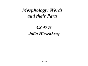 Morphology: Words and their Parts CS 4705 Julia Hirschberg
