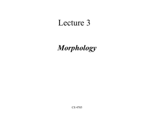 Lecture 3 Morphology CS 4705