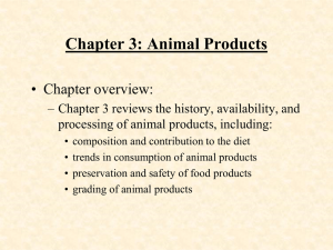 Chapter 3: Animal Products • Chapter overview: processing of animal products, including: