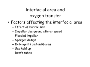 Interfacial area and oxygen transfer Factors affecting the interfacial area •