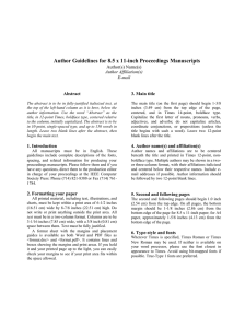 Author Guidelines for 8.5 x 11-inch Proceedings Manuscripts  Author(s) Name(s) Author Affiliation(s)