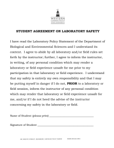 STUDENT AGREEMENT ON LABORATORY SAFETY