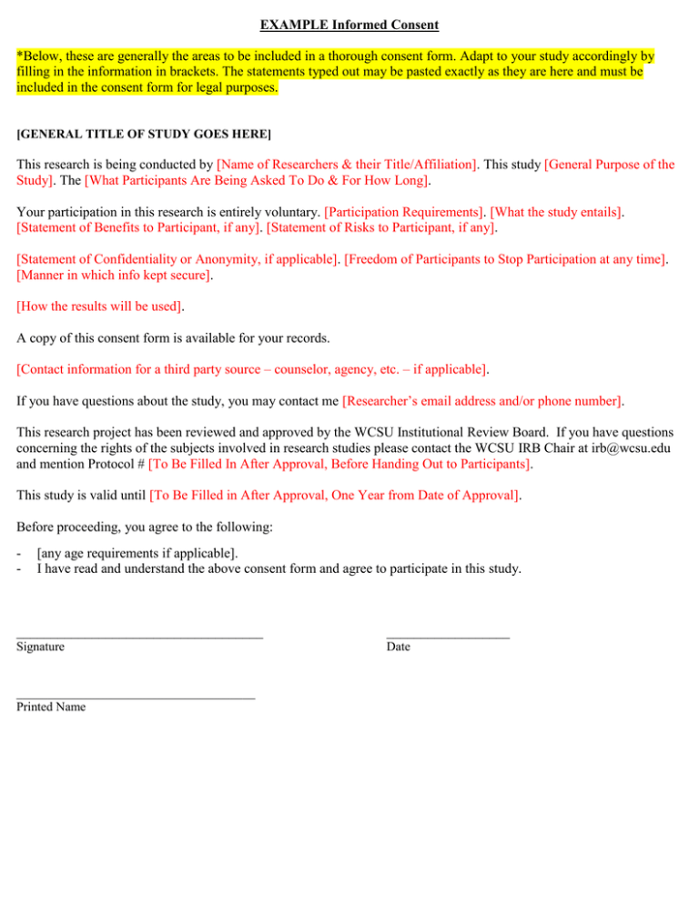 EXAMPLE Informed Consent