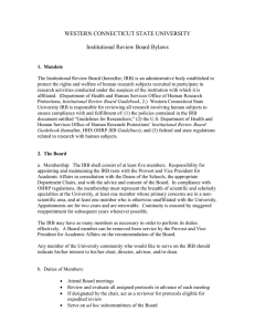 WESTERN CONNECTICUT STATE UNIVERSITY  Institutional Review Board Bylaws