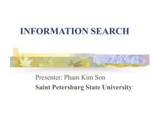 INFORMATION SEARCH Presenter: Pham Kim Son Saint Petersburg State University
