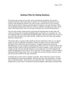 Business Plan for Startup Business