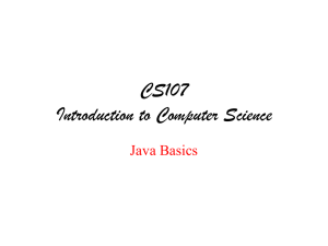 CS107 Introduction to Computer Science Java Basics