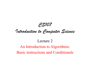 CS107 Introduction to Computer Science Lecture 2 An Introduction to Algorithms: