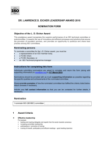 DR. LAWRENCE D. EICHER LEADERSHIP AWARD 2016 NOMINATION FORM