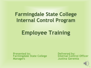 Employee Training Farmingdale State College Internal Control Program Presented to: