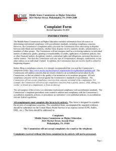 Complaint Form  INSTRUCTIONS Middle States Commission on Higher Education