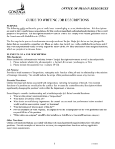 GUIDE TO WRITING JOB DESCRIPTIONS OFFICE OF HUMAN RESOURCES