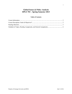 Global Issues &amp; Policy Analysis  DPLS 703 – Spring Semester 2013