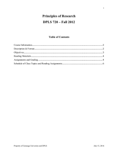 Principles of Research DPLS 720 – Fall 2012  Table of Contents