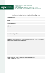 Application for Ian Gordon Teacher Fellowship, 2014