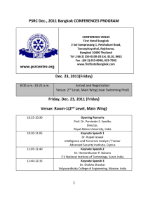 PSRC Dec., 2011 Bangkok CONFERENCES PROGRAM