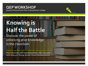 Knowing is Half the Battle QEP WORKSHOP Discover the power of