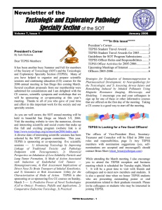Toxicologic and Exploratory Pathology Specialty Section  Newsletter of the