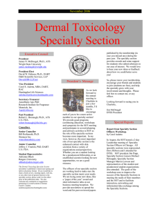 Dermal Toxicology Specialty Section November 2006