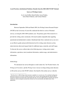 1 Local Practices, Institutional Positions: Results from the 2003-2004 WCRP National