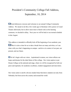 President’s Community College Fall Address, September, 10, 2014
