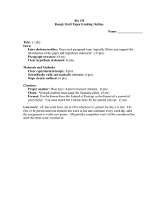 Bio 351 Rough Draft Paper Grading Outline.  Name: ________________