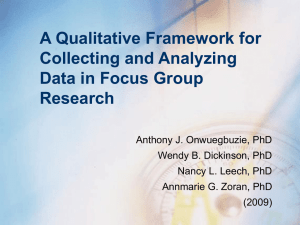 A Qualitative Framework for Collecting and Analyzing Data in Focus Group Research