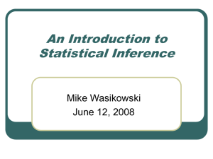 An Introduction to Statistical Inference Mike Wasikowski June 12, 2008