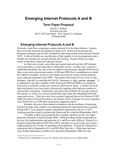 Emerging Internet Protocols A and B Term Paper Proposal
