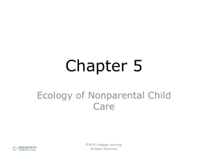 Chapter 5 Ecology of Nonparental Child Care ©2010 Cengage Learning.