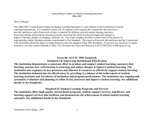 Annual Report Update on Student Learning Outcomes 2006-2007 Dear Colleague: