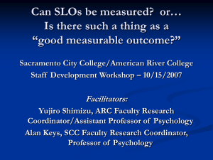 Can SLOs be measured?  or… “good measurable outcome?” Facilitators: