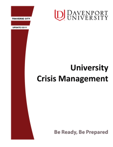 University Crisis Management  TRAVERSE CITY