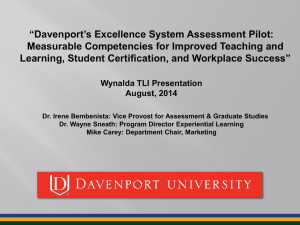 “Davenport’s Excellence System Assessment Pilot: Measurable Competencies for Improved Teaching and Success”