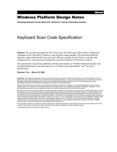 Keyboard Scan Code Specification Windows Platform Design Notes