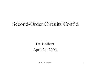 Second-Order Circuits Cont’d Dr. Holbert April 24, 2006 ECE201 Lect-22