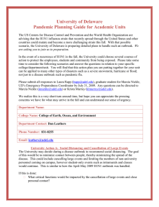 University of Delaware Pandemic Planning Guide for Academic Units