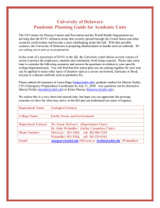 University of Delaware Pandemic Planning Guide for Academic Units