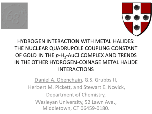 HYDROGEN INTERACTION WITH METAL HALIDES: THE NUCLEAR QUADRUPOLE COUPLING CONSTANT p