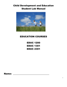 Child Development and Education Student Lab Manual  EDUCATION COURSES