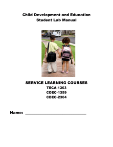 Child Development and Education Student Lab Manual  SERVICE LEARNING COURSES