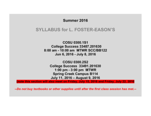 EASON’S SYLLABUS for L. FOSTER-  Summer 2016