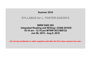 EASON’S SYLLABUS for L. FOSTER-