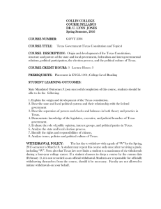 COLLIN COLLEGE COURSE SYLLABUS DR. U. LYNN  JONES Spring Semester, 2016