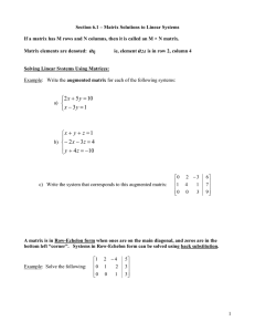 Section 6.1 – Matrix Solutions to Linear Systems