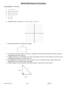 MATH 0302 Review for Final Exam