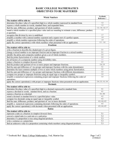 BASIC COLLEGE MATHEMATICS OBJECTIVES TO BE MASTERED